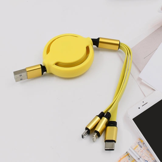 3 In 1 Retractable Charger Charging Cable (1 Pc  Mix Color)