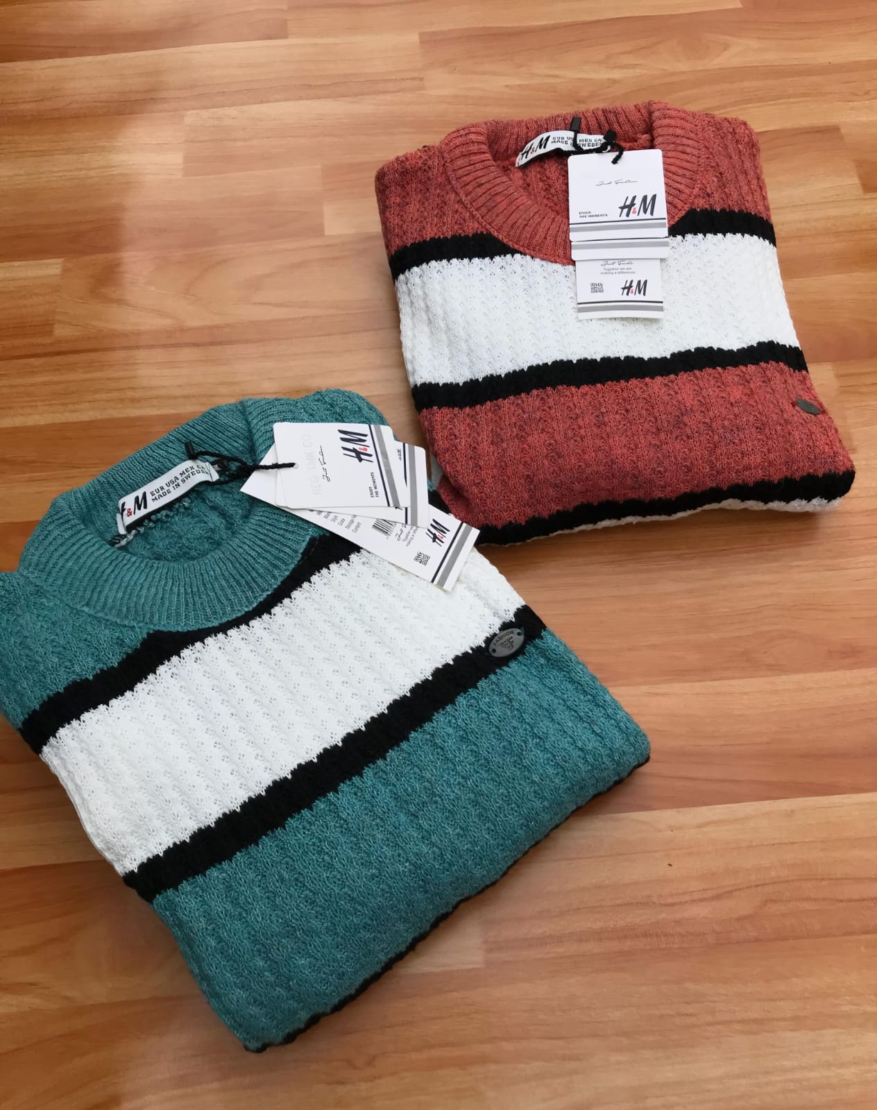 Premium H&M Men's Striped Cotton Knit Pullovers