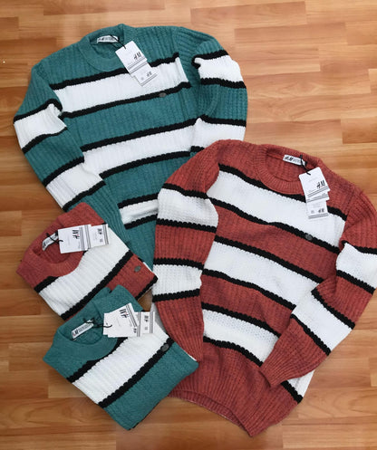 Premium H&M Men's Striped Cotton Knit Pullovers