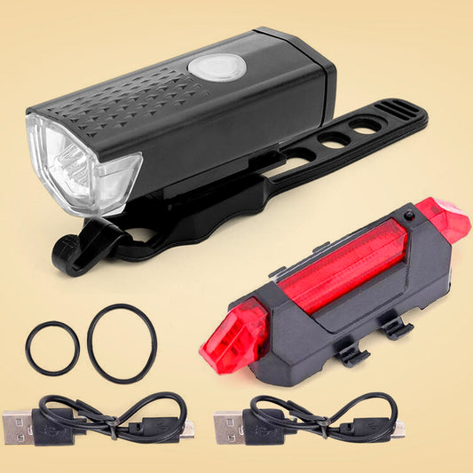 Combo Of Bicycle Led Usb Rechargeable Head Light And Tail Light (2 Pc Set)