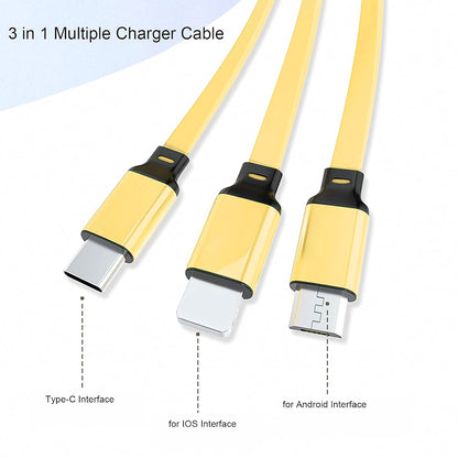 3 In 1 Retractable Charger Charging Cable (1 Pc  Mix Color)